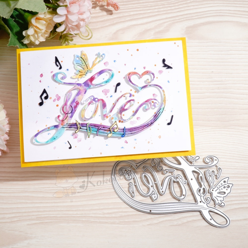 Kokorosa Metal Cutting Dies with Butterfly Note and Love Word