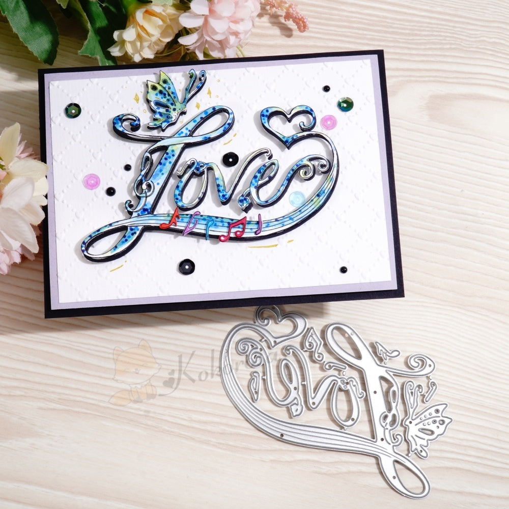 Kokorosa Metal Cutting Dies with Butterfly Note and Love Word