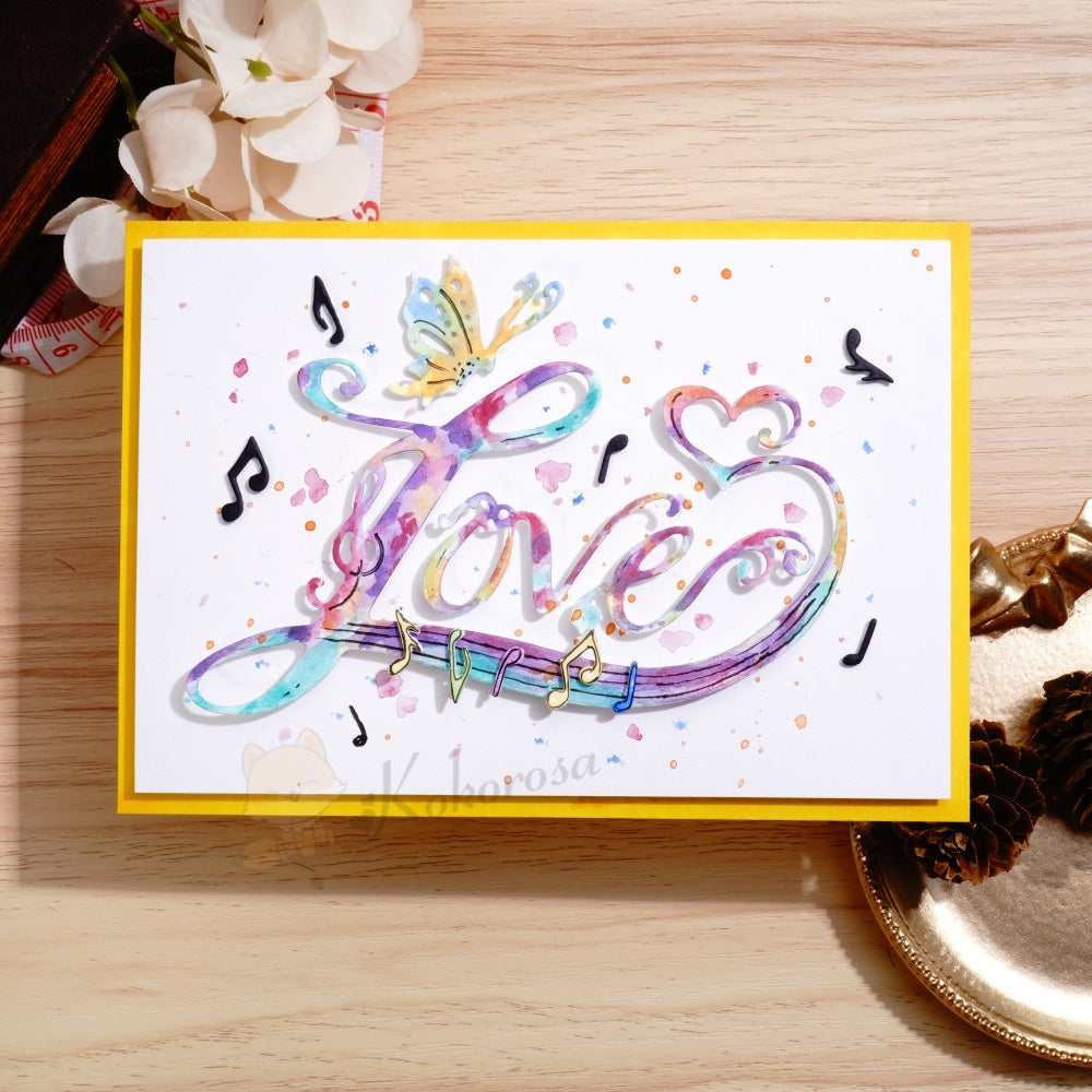 Kokorosa Metal Cutting Dies with Butterfly Note and Love Word