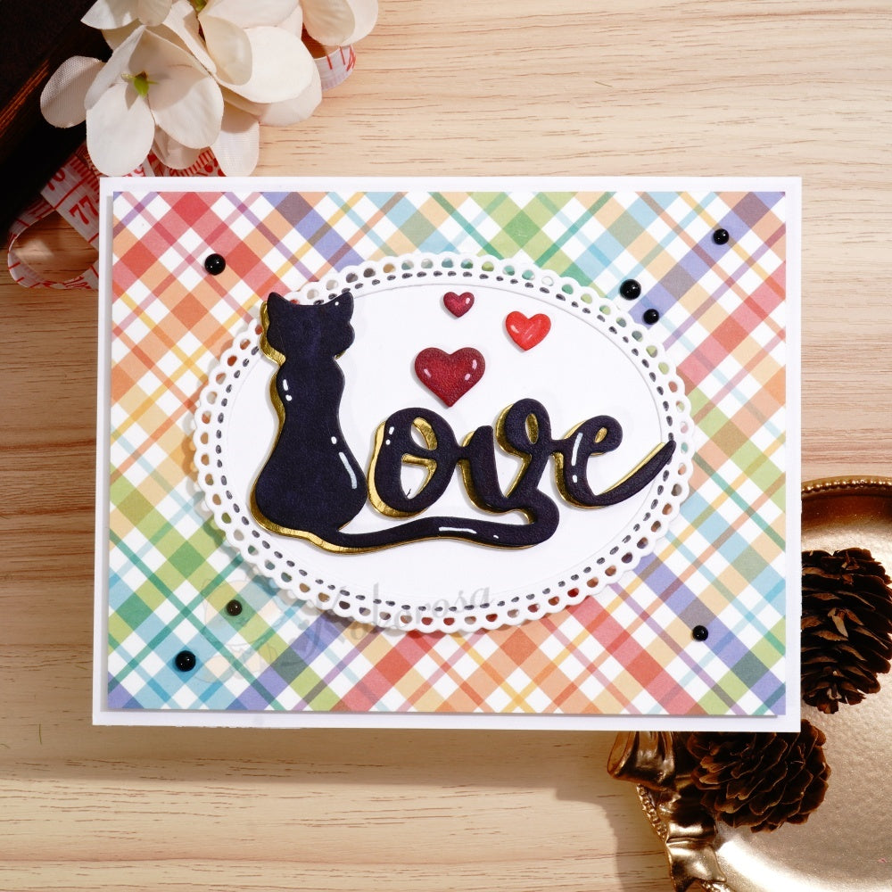 Kokorosa Metal Cutting Dies with Cat Love Word