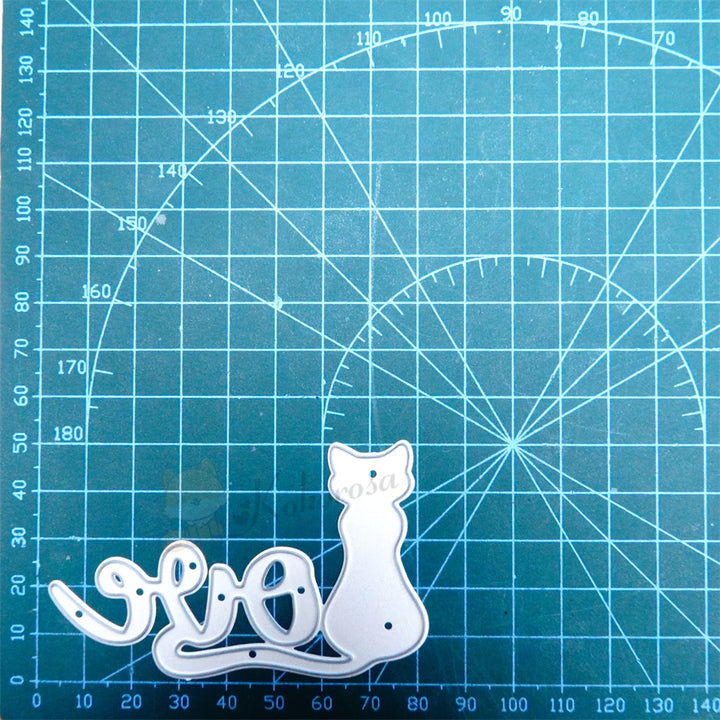 Kokorosa Metal Cutting Dies with Cat Love Word