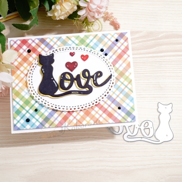 Kokorosa Metal Cutting Dies with Cat Love Word