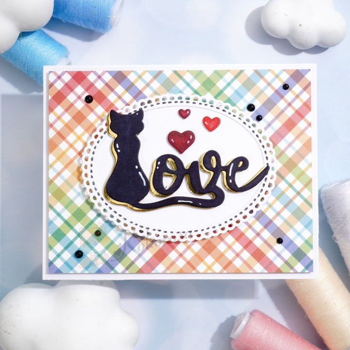 Kokorosa Metal Cutting Dies with Cat Love Word