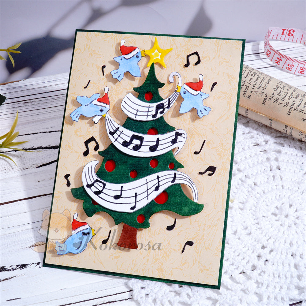 Kokorosa Metal Cutting Dies with Christmas Tree flying Note