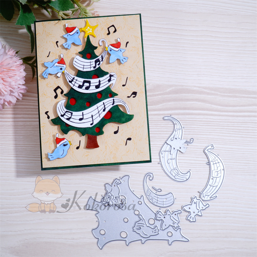 Kokorosa Metal Cutting Dies with Christmas Tree flying Note