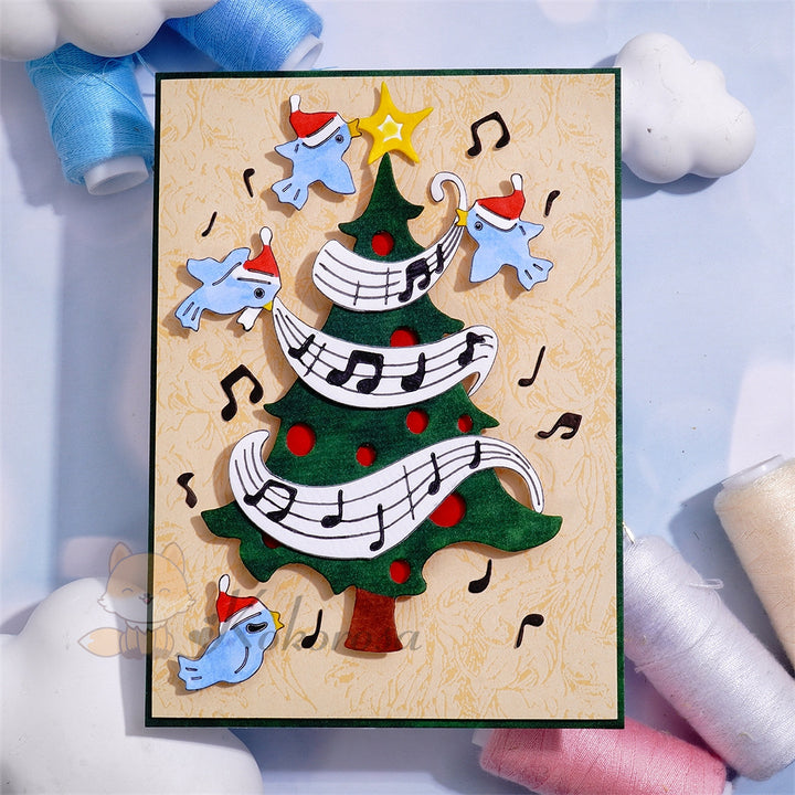 Kokorosa Metal Cutting Dies with Christmas Tree flying Note