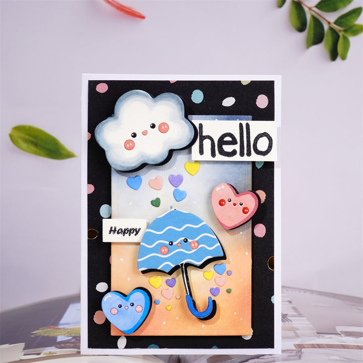 Kokorosa Metal Cutting Dies with Flag, Cake, Cloud, Raindrop, Rainbow, Balloons Set