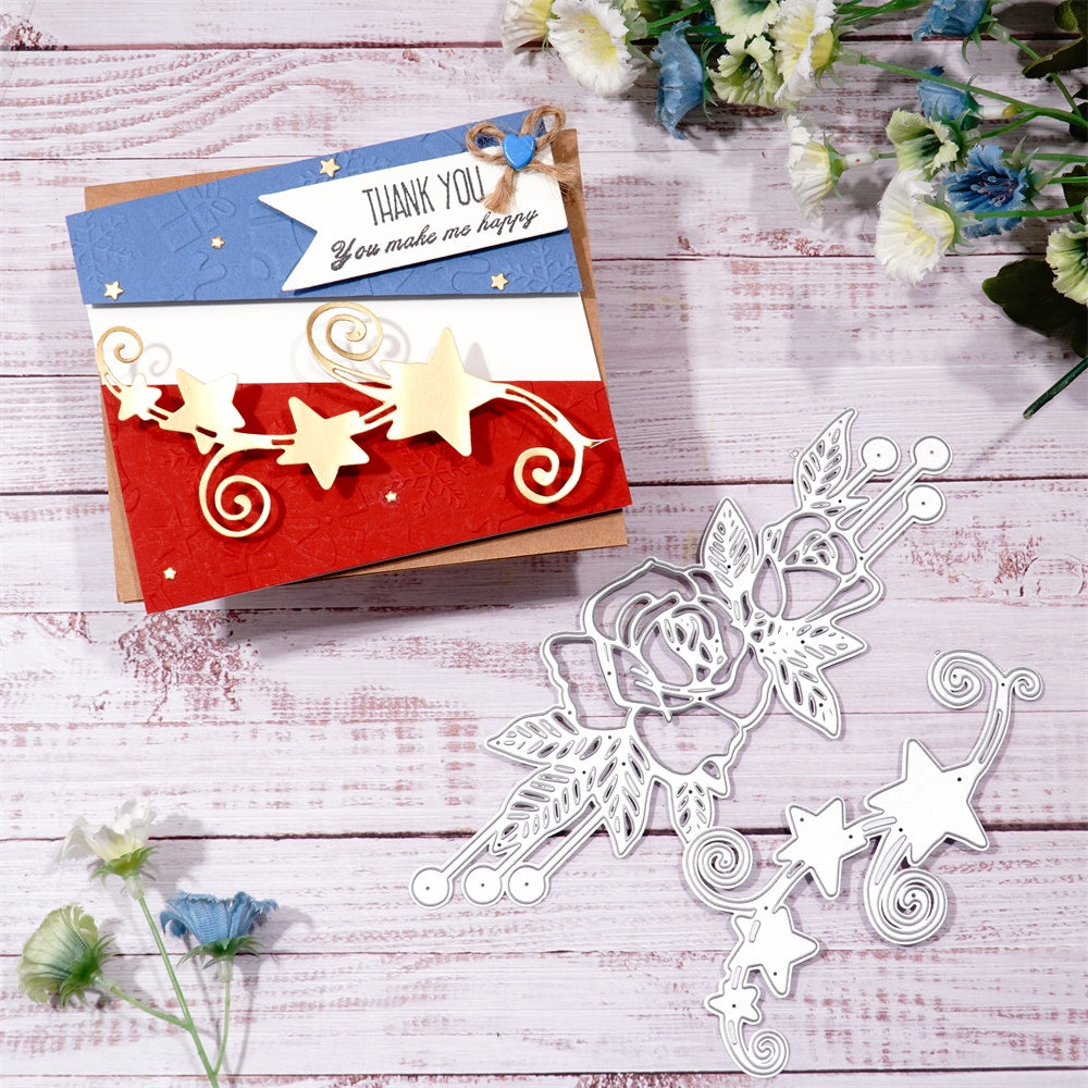 Kokorosa Metal Cutting Dies with Rose and Shooting Star