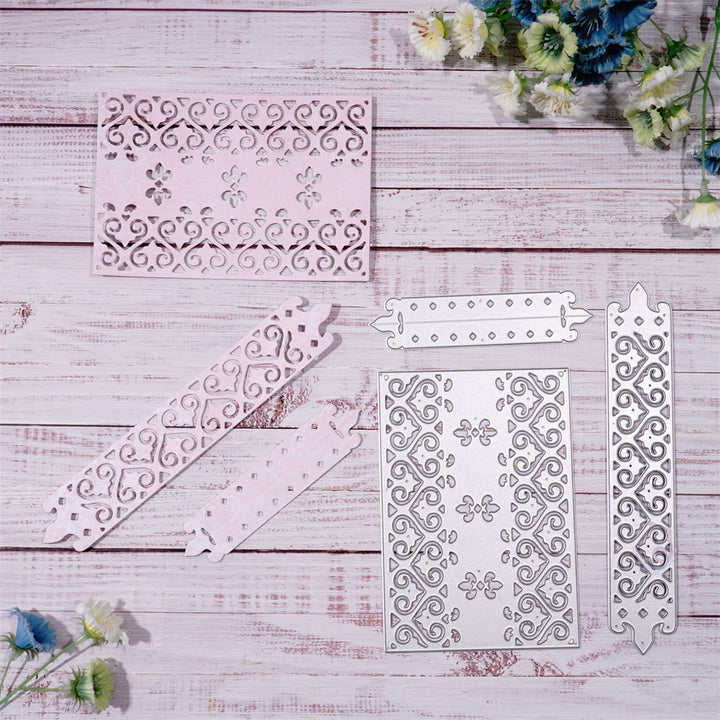 Kokorosa Metal Cutting Dies with Rectangular Exquisite Pattern Background