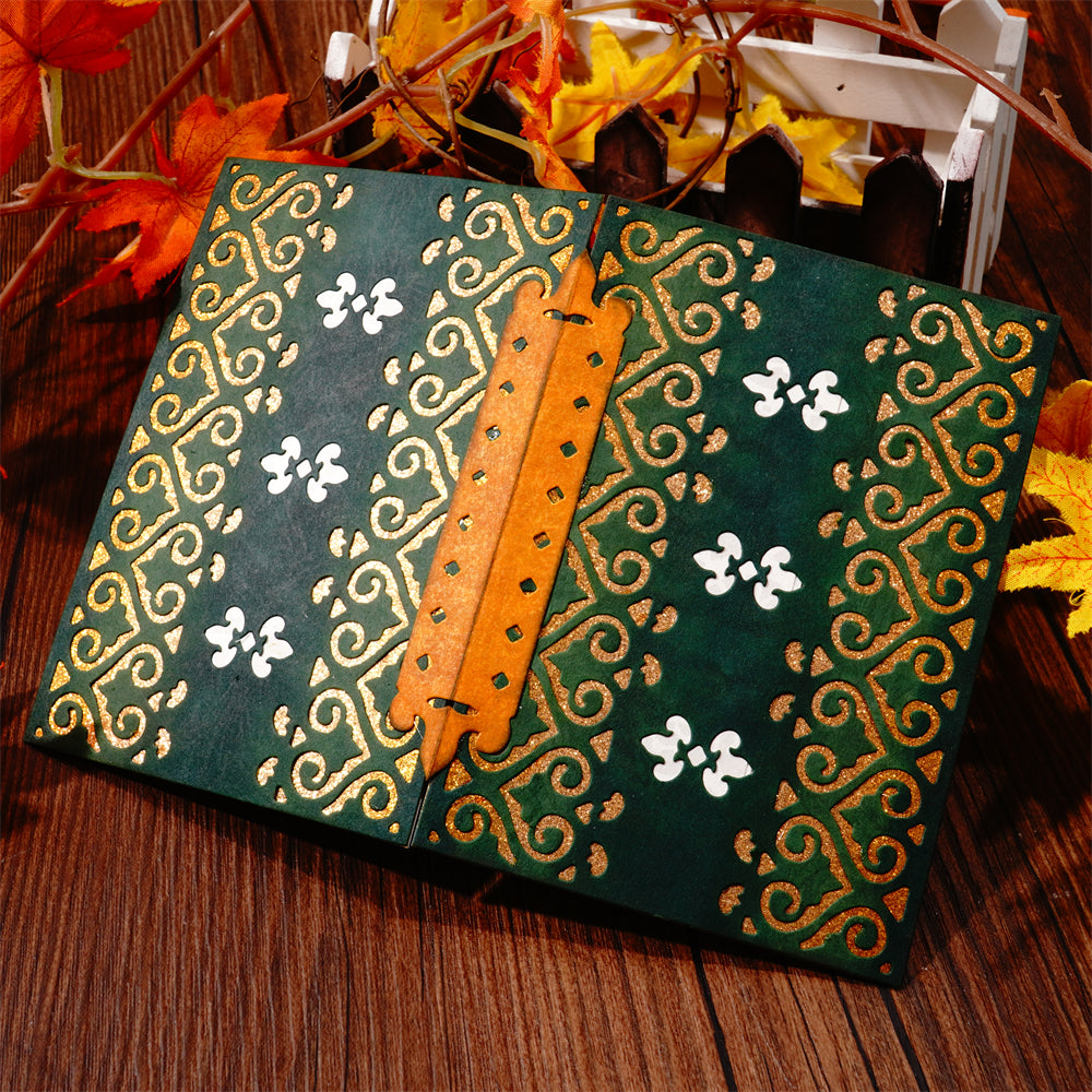 Kokorosa Metal Cutting Dies with Rectangular Exquisite Pattern Background