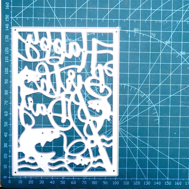 Kokorosa Metal Cutting Dies with Fish Says Happy Birthday Background Board
