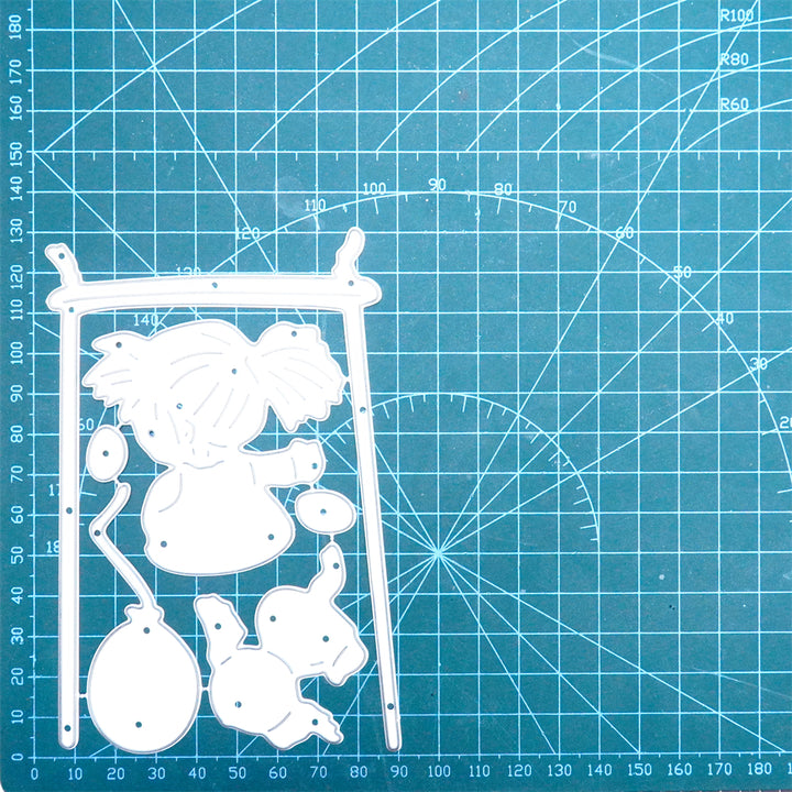Kokorosa Metal Cutting Dies with Girl and Puppy on the Swing
