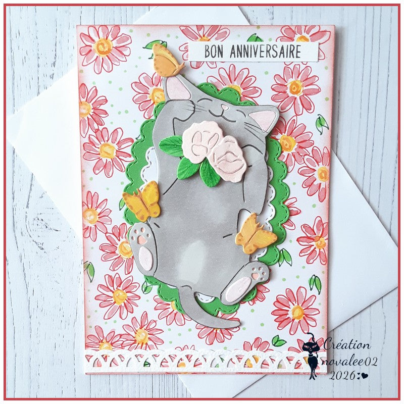 Kokorosa Metal Cutting Dies with Cat with Butterfly and Flowers