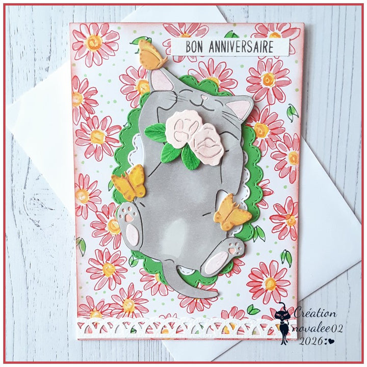 Kokorosa Metal Cutting Dies with Cat with Butterfly and Flowers