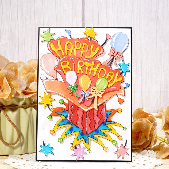 Kokorosa Metal Cutting Dies with Happy Birthday Surprise Box