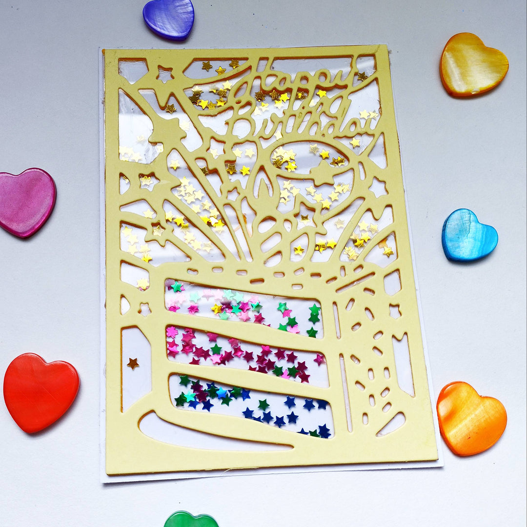 Kokorosa Metal Cutting Dies with "Happy Birthday" Word & Birthday Cake Background Board