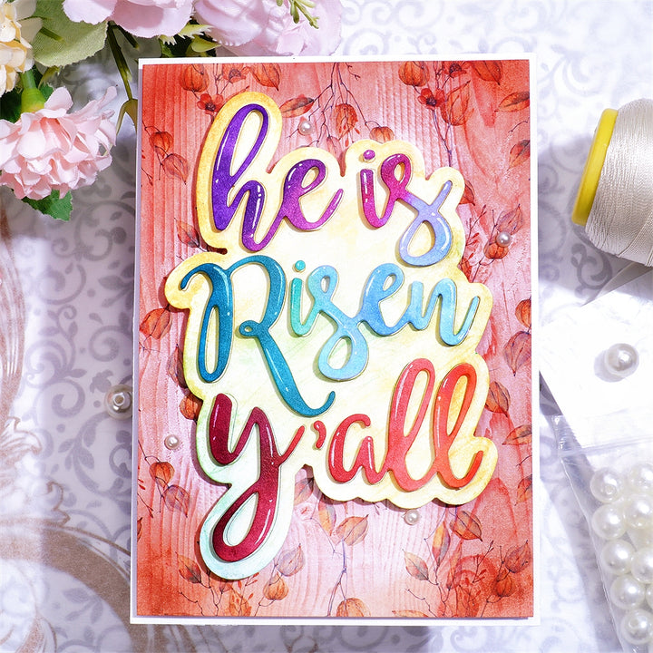 Kokorosa Metal Cutting Dies with he is Risen y'all Word