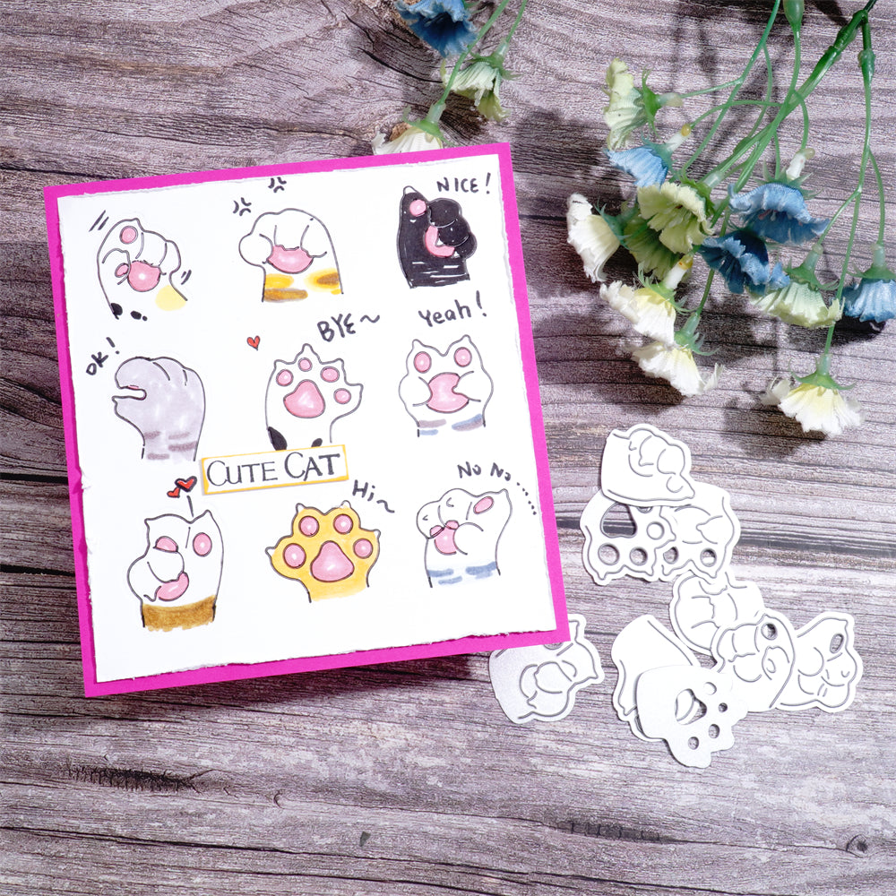 Kokorosa Metal Cutting Dies with Cat Paws in Various Poses