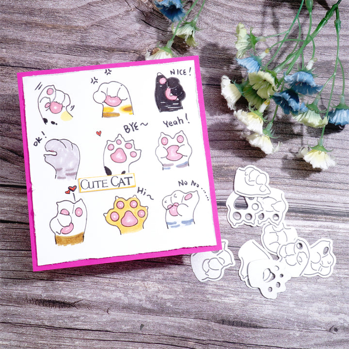 Kokorosa Metal Cutting Dies with Cat Paws in Various Poses