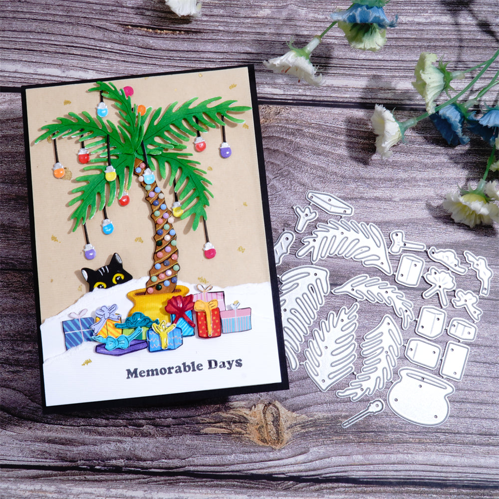 Kokorosa Metal Cutting Dies with Gift Box Under Coconut Tree