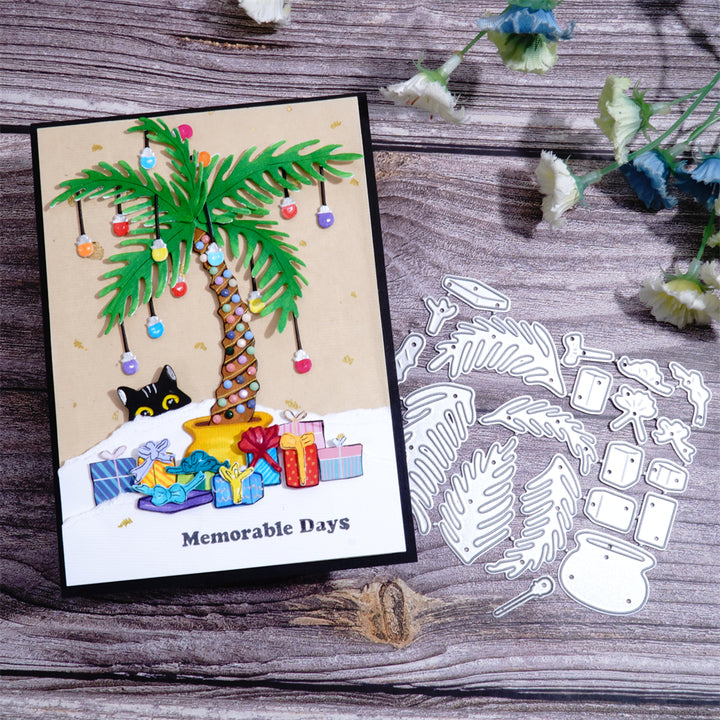 Kokorosa Metal Cutting Dies with Gift Box Under Coconut Tree