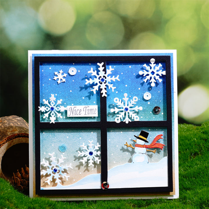 Kokorosa Metal Cutting Dies with Beautiful Snowflakes outside the Window