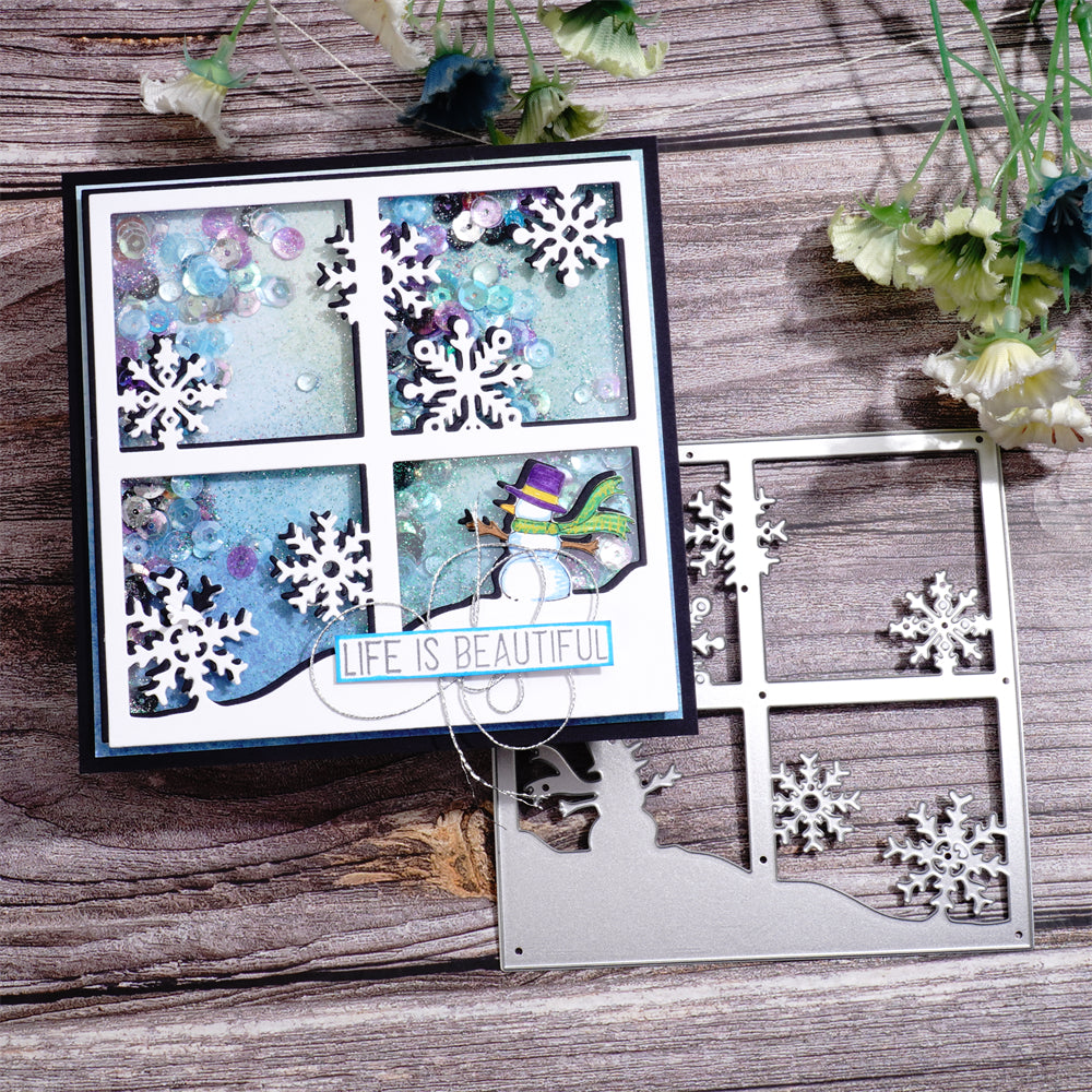 Kokorosa Metal Cutting Dies with Beautiful Snowflakes outside the Window