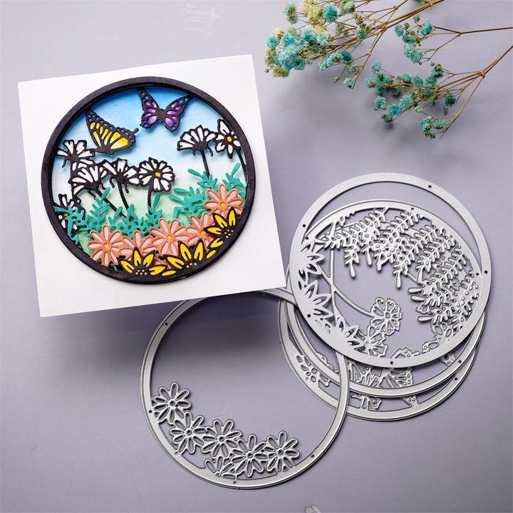 Kokorosa Metal Cutting Dies with Spring Theme Layered Circle Frame