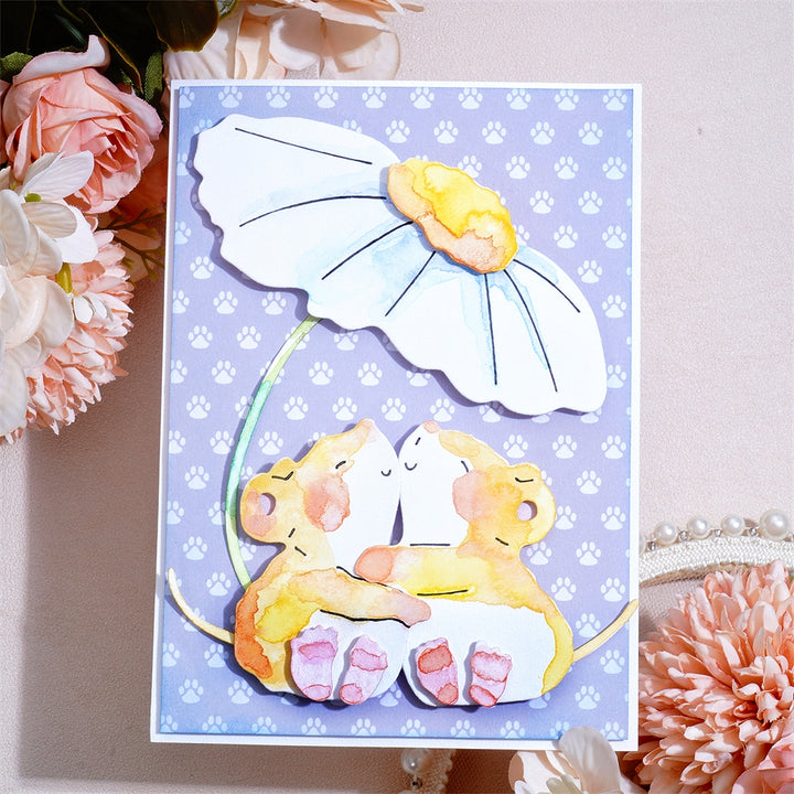 Kokorosa Metal Cutting Dies With Couple of Hamster Kissing under Lotus Leaves