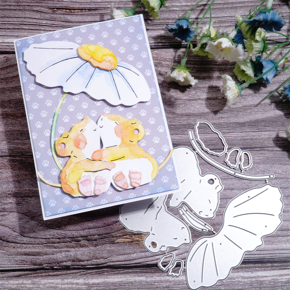 Kokorosa Metal Cutting Dies With Couple of Hamster Kissing under Lotus Leaves