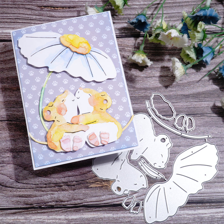 Kokorosa Metal Cutting Dies With Couple of Hamster Kissing under Lotus Leaves