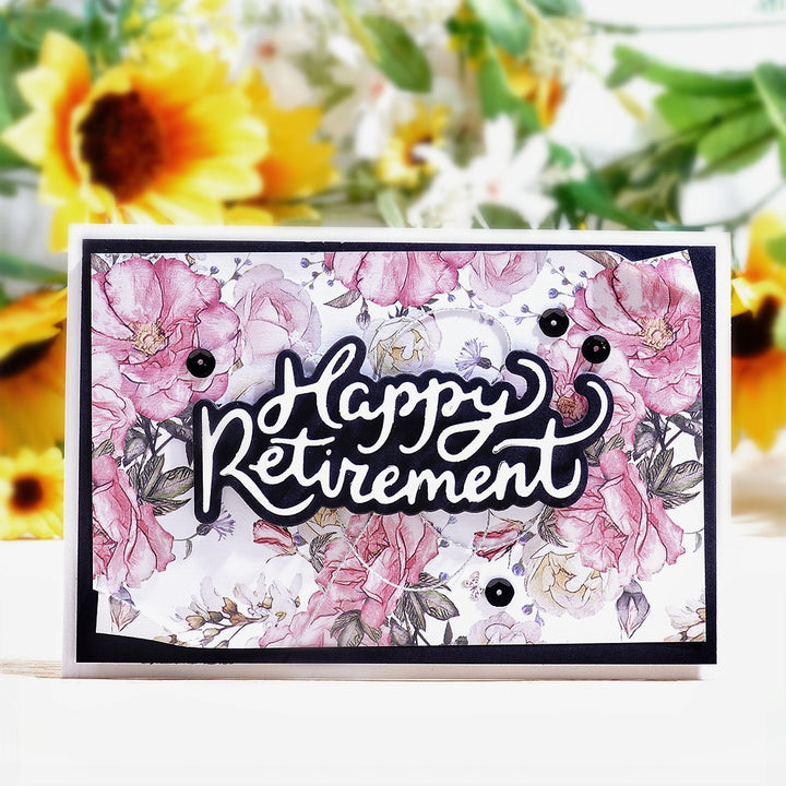 Kokorosa Metal Cutting Dies with Happy Retirement Word