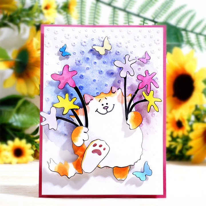 Kokorosa Metal Cutting Dies With Cat Holding Flowers