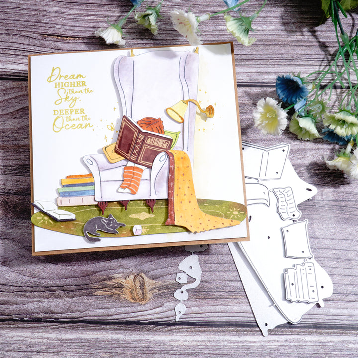 Kokorosa Metal Cutting Dies with Reading Child Sitting on the Big Sofa