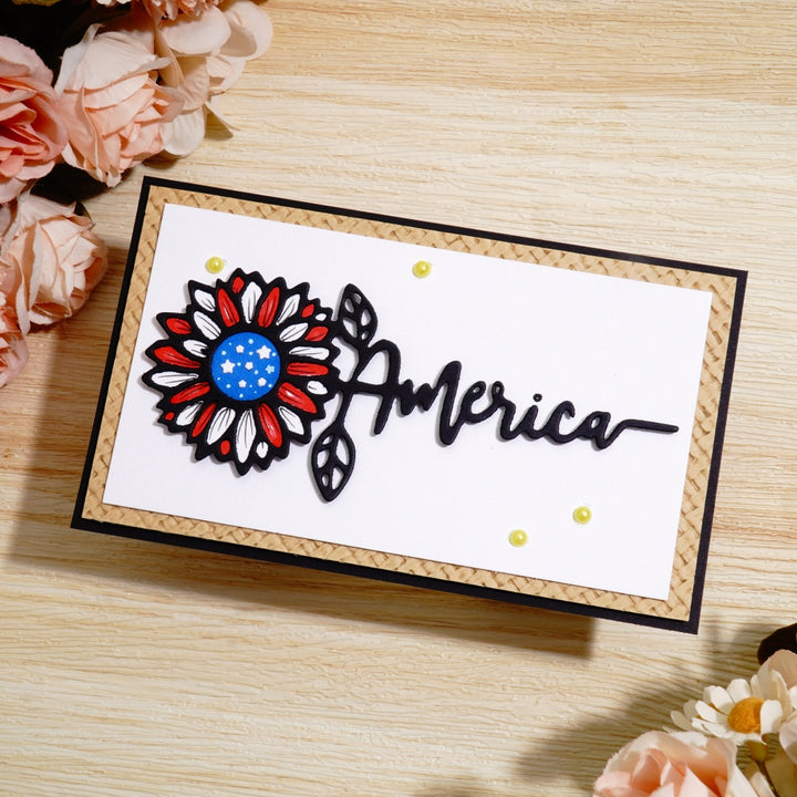 Kokorosa Metal Cutting Dies with America Word Flower