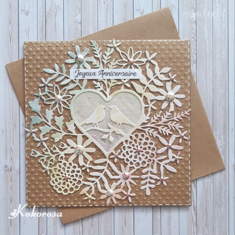 Kokorosa Heart Shape Flowers Birds Metal Cutting Dies