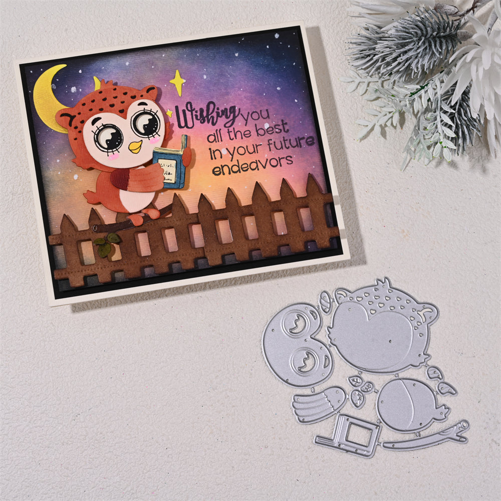 Kokorosa Metal Cutting Dies With Cute Owl and Book
