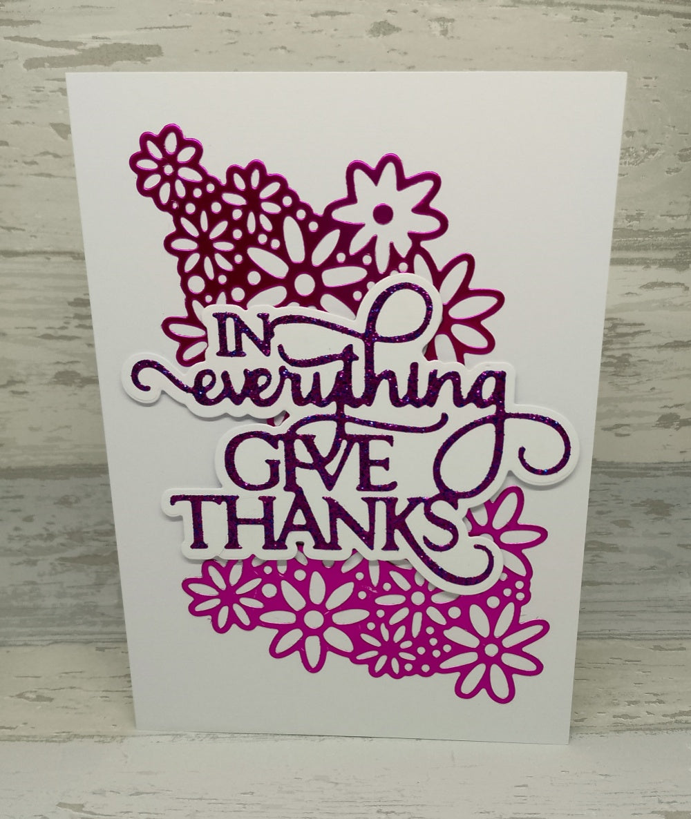 Kokorosa Metal Cutting Dies with "IN EVERYTHING GIVE THANKS" Word