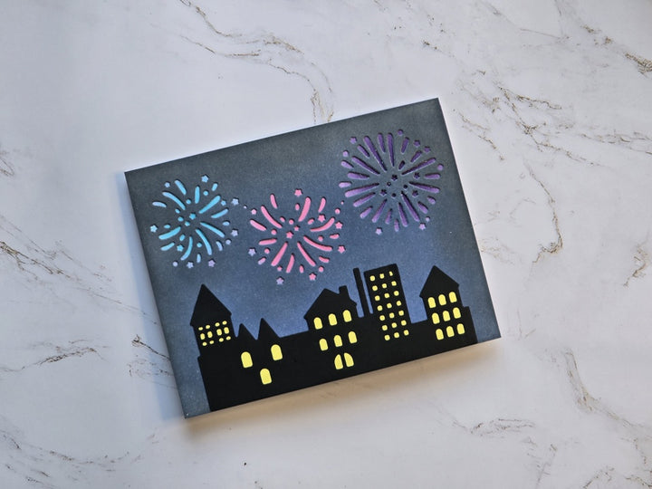 Kokorosa Metal Cutting Dies with Fireworks City Night Scene