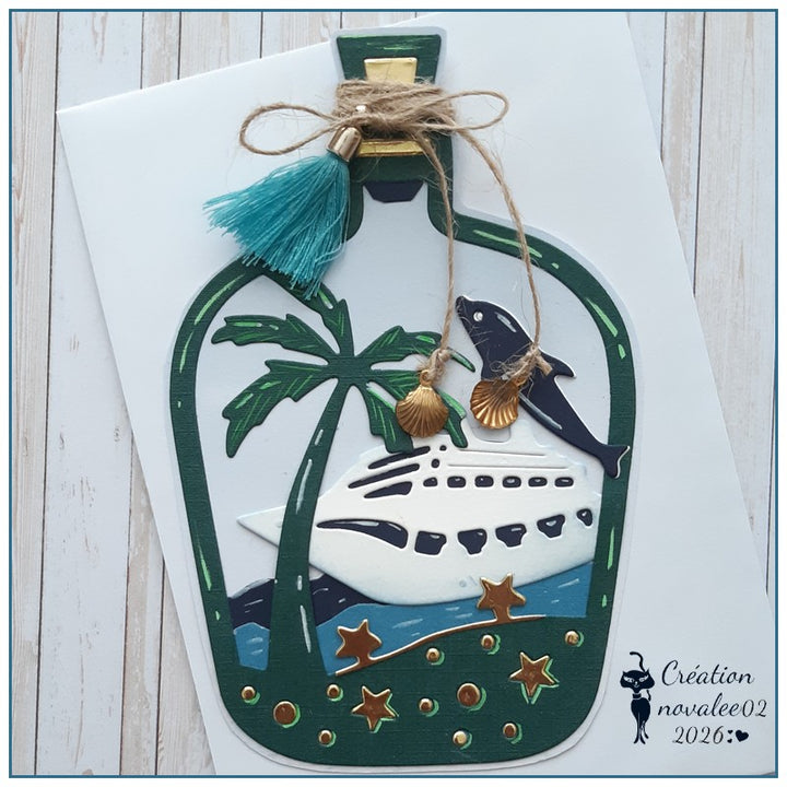Kokorosa Metal Cutting Dies with Palm Tree Whale and Cruise in the Bottle