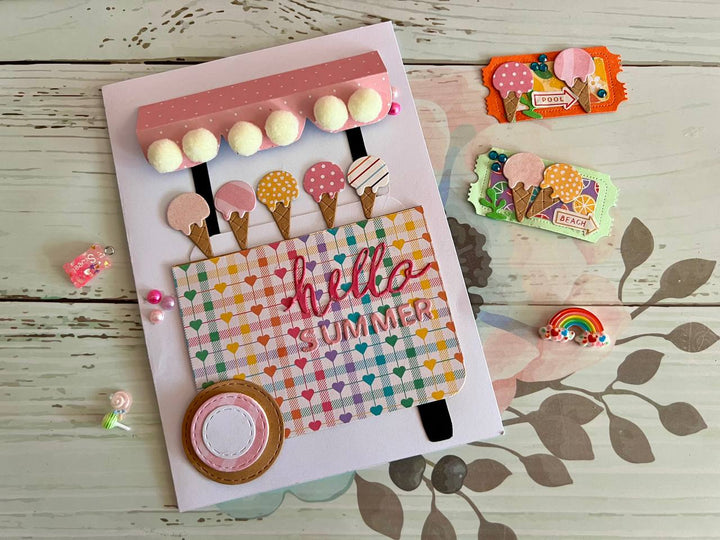 Kokorosa Metal Cutting Dies with Ice-cream Cone & "HELLO SUMMER" Word