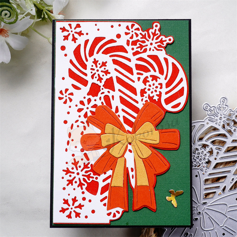 Kokorosa Metal Cutting Dies with Christmas Cane & Bow Border Board
