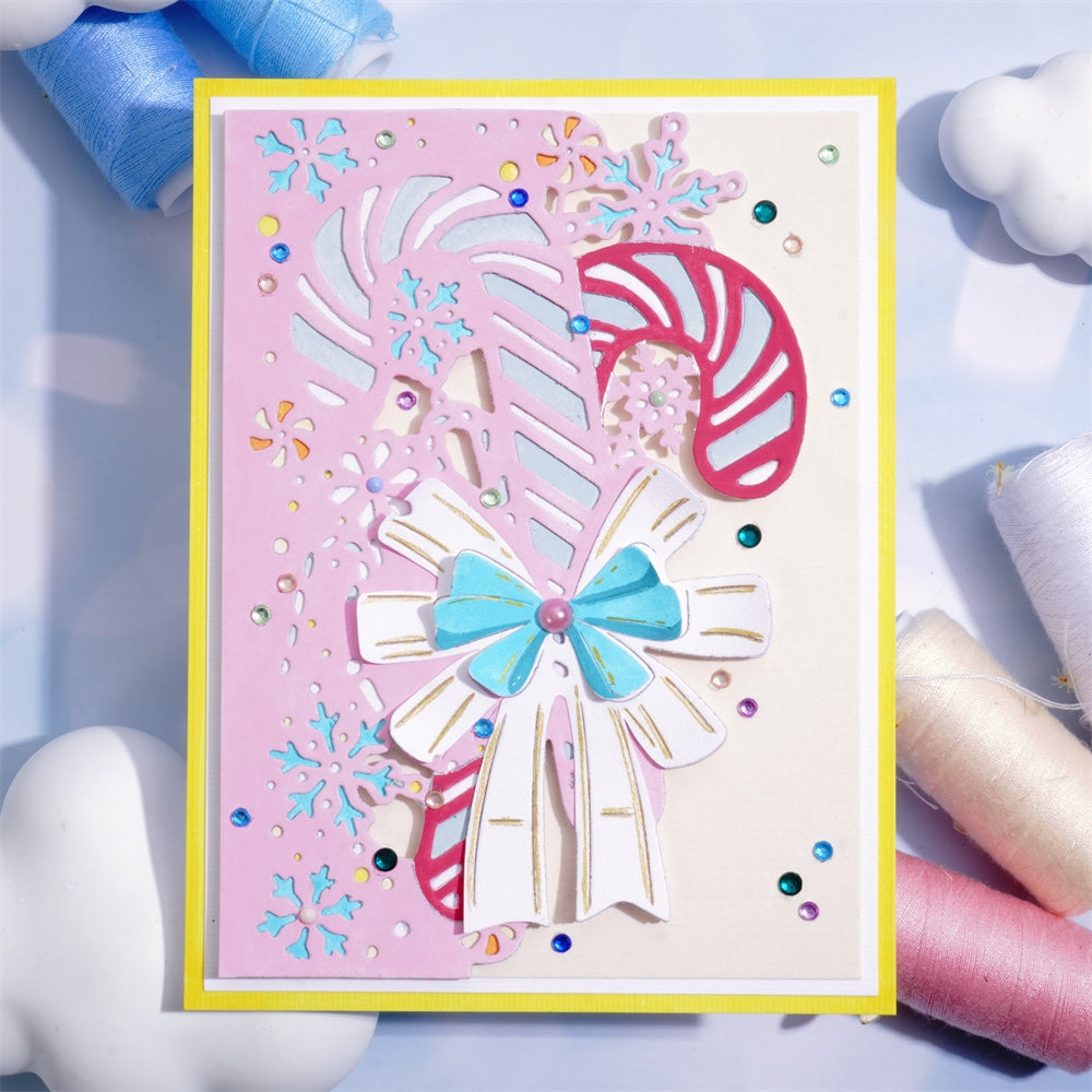 Kokorosa Metal Cutting Dies with Christmas Cane & Bow Border Board