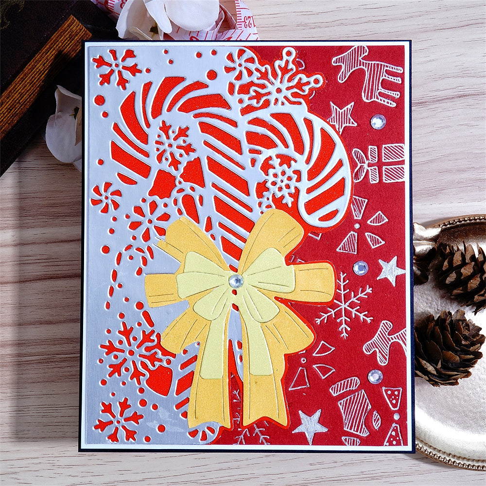 Kokorosa Metal Cutting Dies with Christmas Cane & Bow Border Board