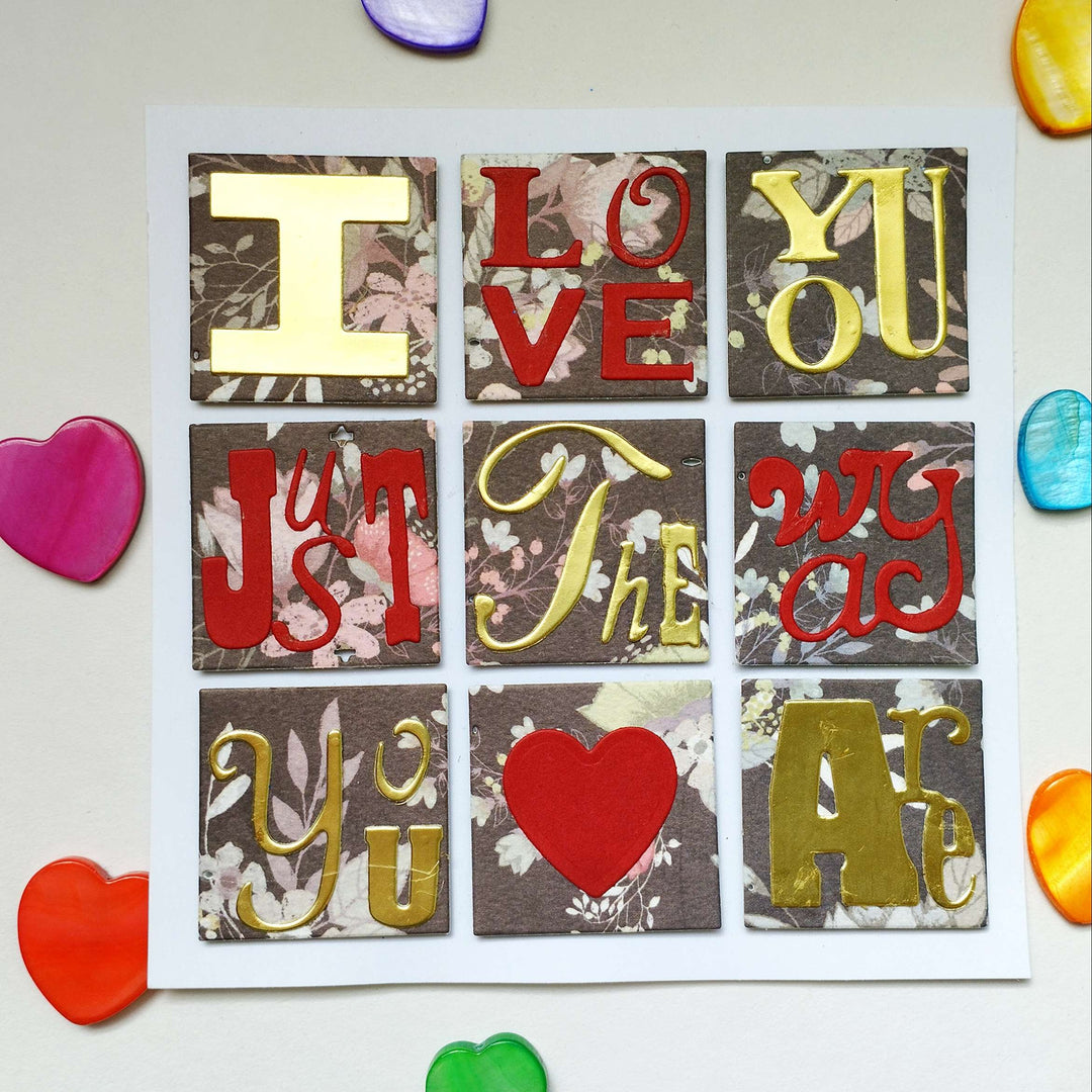 Kokorosa Metal Cutting Dies "I JUST LOVE THE WAY YOU ARE" Word Frame Board