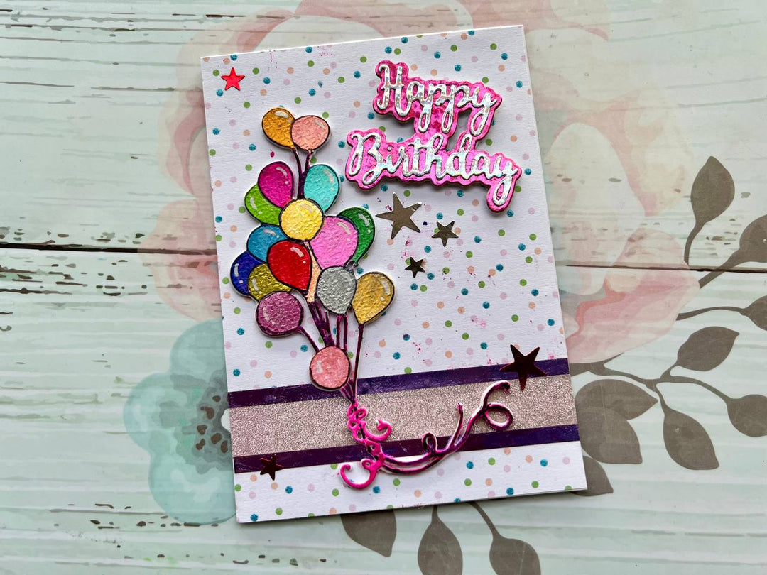 Kokorosa Metal Cutting Dies with Balloons & "happy birthday" Word