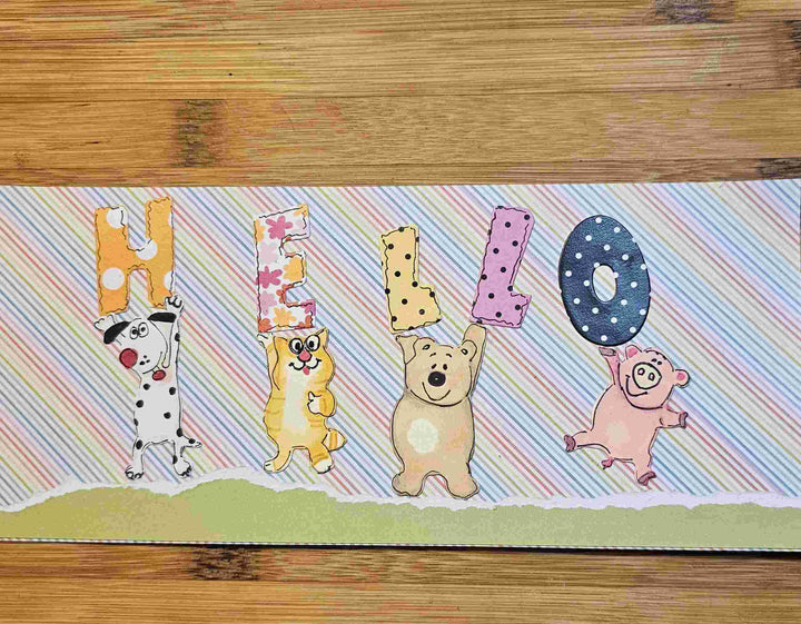 Kokorosa Metal Cutting Dies with Cute Animals Holding "HELLO"