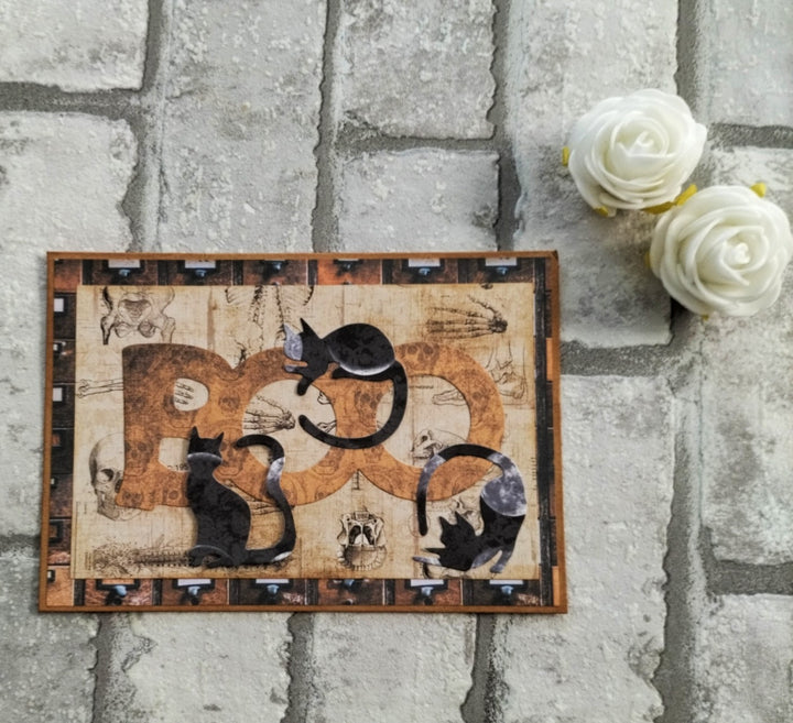 Kokorosa Metal Cutting Dies with Cute Cats & "BOO" Words