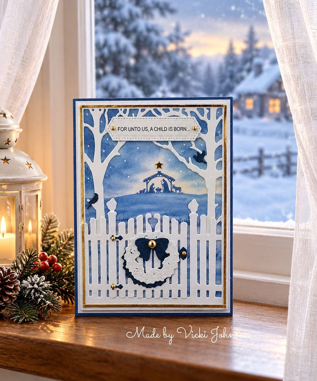 Kokorosa Metal Cutting Dies with Christmas Fence Door and Tree Background Board