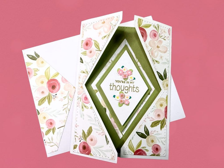 Kokorosa Metal Cutting Dies with Rhombic Foldable Card